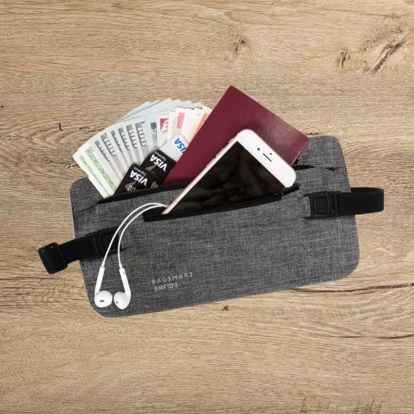 Pochette secrète de ceinture Bagsmart - Protection de CB des ondes RFID