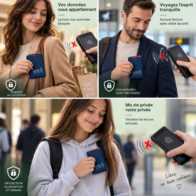 3 + 1 OFFERT Étui fin Protection Carte Bancaire des ondes RFID NFC sans contact